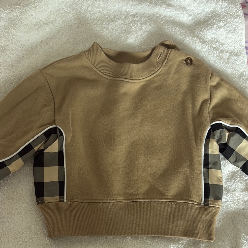 Burberry Tan and Black Plaid Sweatshirt